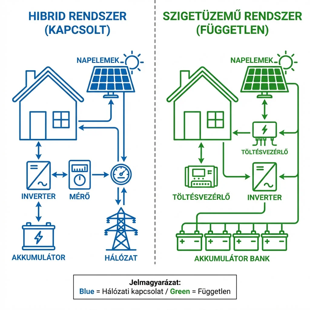 Hibrid vagy szigetüzemű napelem rendszer összehasonlítás