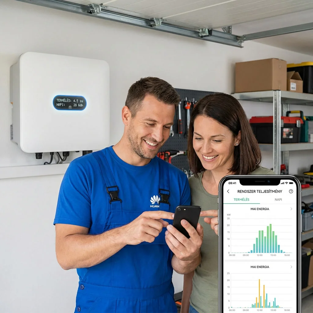 Napelem inverter és monitoring rendszer az átadáskor