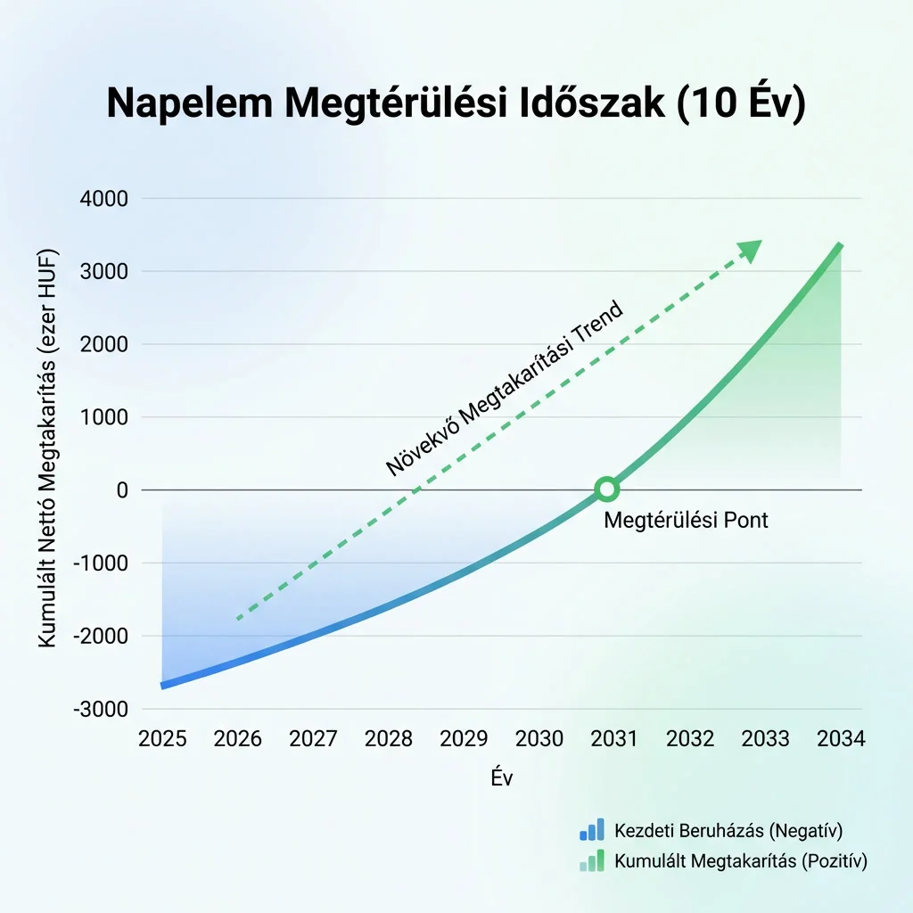 Napelem megtérülés kalkuláció grafikon 2025