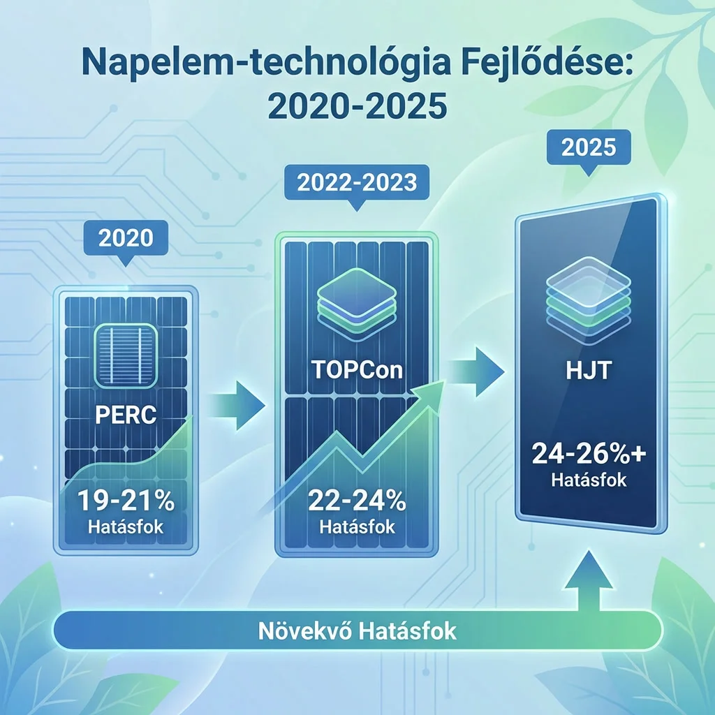 Napelem technológia fejlődése 2020–2025 – TOPCon, HJT, HPBC